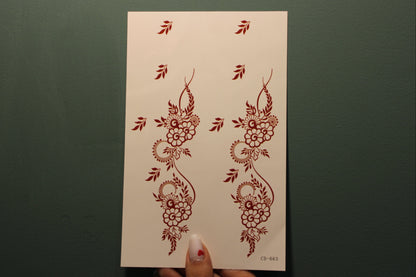 Brown Henna Temporary Tattoo Style 1