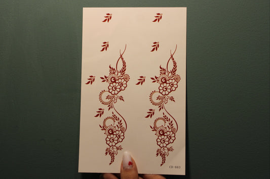 Brown Henna Temporary Tattoo Style 1